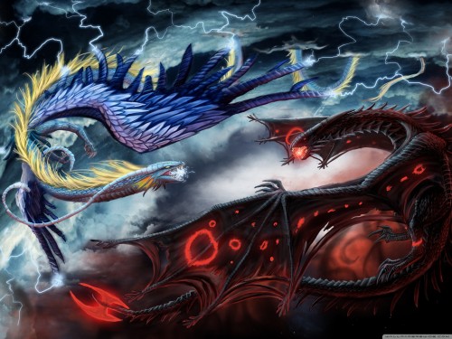 Dragons battle wallpaper 2560x1920