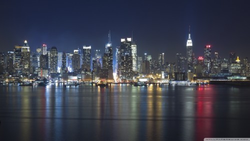 Manhattan panorama at night wallpaper 1920x1080