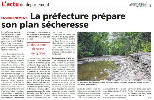 Courrier des Yvelines 160720 la préfecture prépare son plan sécheresse