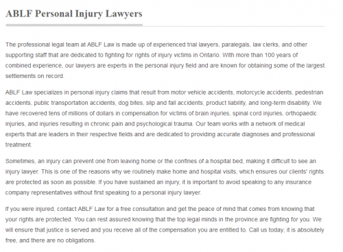 ABLF Personal Injury Lawyer
1621 McEwen Dr Unit 103
Whitby ON L1N 9A5
(800) 920-8165

https://ablflaw.ca/whitby-personal-injury-lawyer.html