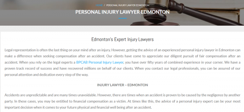 BPCAB Personal Injury Lawyer
10303 65 Ave NW Room #206, 
Edmonton, AB T6H 1V1
(587) 855-5861

https://abinjurylawyer.ca/edmonton/