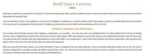 Braff Injury Lawyers
899 W Foothill Blvd Unit D
Monrovia, CA 91016
(888) 891-5244

https://braffinjurylawyer.com/monrovia/