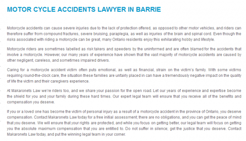 Makaronets Personal Injury Law
50 Dunlop St E
Barrie, ON L4M 6J9
(705) 881-1512

https://makaronetslaw.ca/barrie-personal-injury-law.html