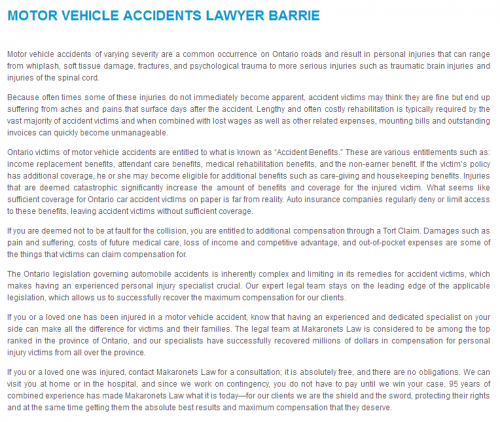 Makaronets Personal Injury Law
50 Dunlop St E
Barrie, ON L4M 6J9
(705) 881-1512

https://makaronetslaw.ca/barrie-personal-injury-law.html