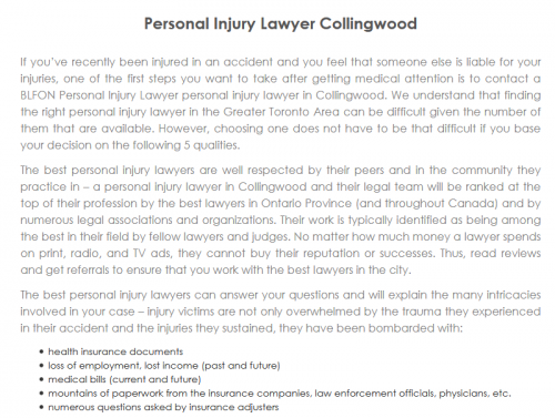 BLFON Personal Injury Lawyer
35 4th Street East #3
Collingwood, ON L9Y 1T2
(800) 258-4098

https://blfonlaw.ca/collingwood.html