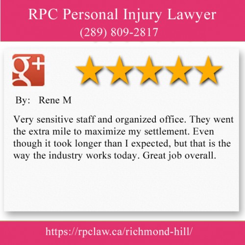 RPC Personal Injury Lawyer
15 Wertheim Ct Unit 511-7
Richmond Hill, ON L4B 3H7
(289) 809-2817

https://rpclaw.ca/richmond-hill/