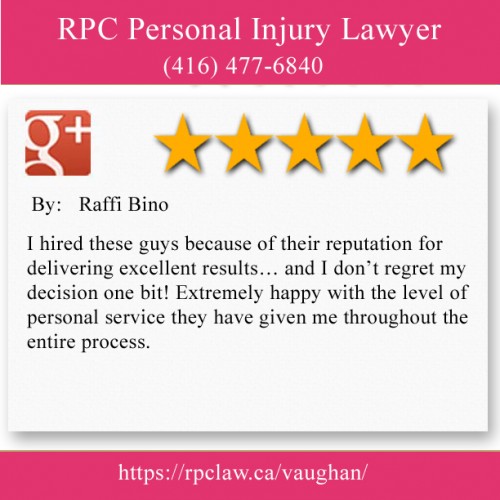 RPC Personal Injury Lawyer
49-100 Bass Pro Mills Dr
Vaughan, ON L4K 5X1, Canada
(416) 477-6840

https://rpclaw.ca/vaughan/