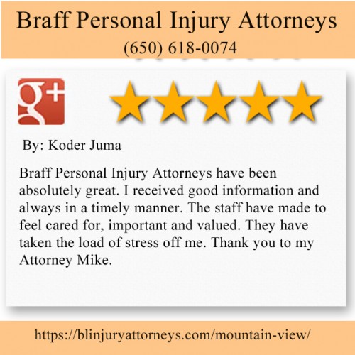 Braff Personal Injury Attorneys
922 San leandro St Suite C2
Mountain View, CA 94043
(650) 618-0074

https://blinjuryattorneys.com/mountain-view/