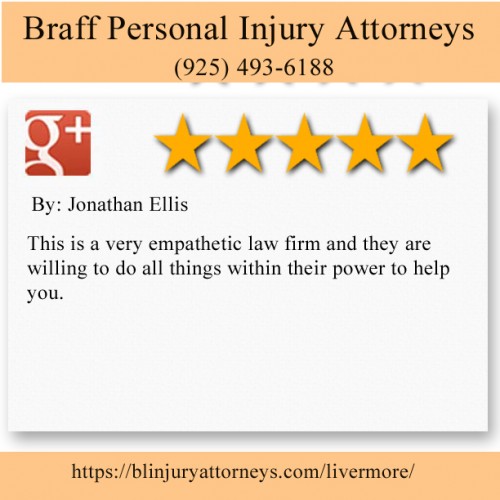 Braff Personal Injury Attorneys
4047 First St Suite 203
Livermore, CA 94551
(925) 493-6188

https://blinjuryattorneys.com/livermore/