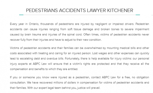 ABPC Personal injury Lawyer
565 Trillium Drive, Unit #6
Kitchener, Ontario, N2R 1J4
(519) 804-2429

https://abpclaw.ca/kitchener-personal-injury-lawyer.html