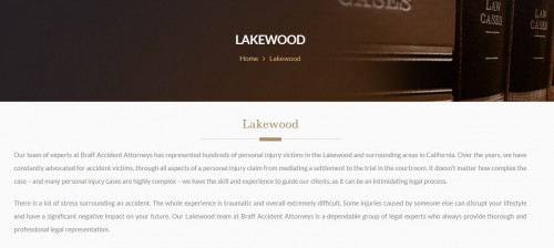 Braff Accident Attorneys
5150 Candlewood St Unit 20A
Lakewood, CA 90712
(562) 303-1446

https://braffaccidentattorneys.com/lakewood/
