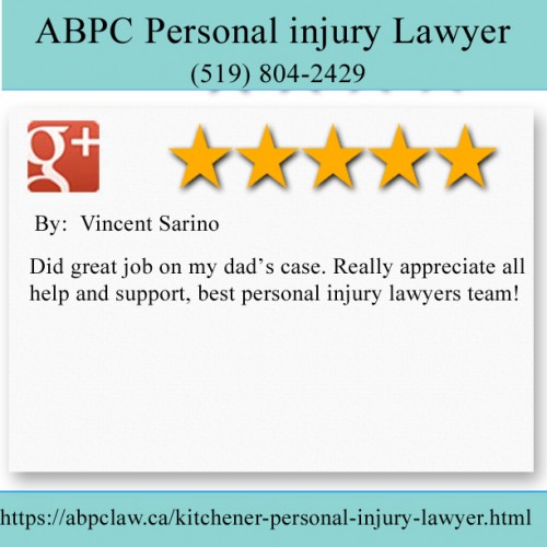 ABPC Personal injury Lawyer
565 Trillium Drive Unit #6
Kitchener, Ontario, N2R 1J4
(519) 804-2429

https://abpclaw.ca/kitchener-personal-injury-lawyer.html