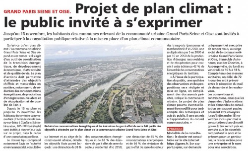 Le Courrier des Yvelines 211020 projet de plan Climat, le public invité à s'exprimer