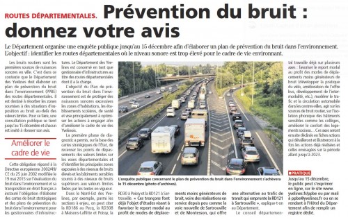 Le Courrier des Yvelines 041120 Prévention du bruit donnez votre avis