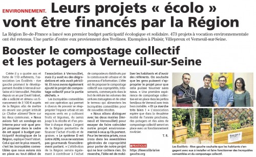 Le Courrier des Yvelines 121120 Leurs projets écolo vont être financés par la Région