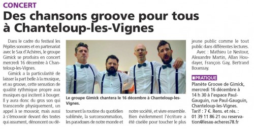 Courrier des Yvelines 091220 des chansons groove pour tous à Chanteloup les Vignes