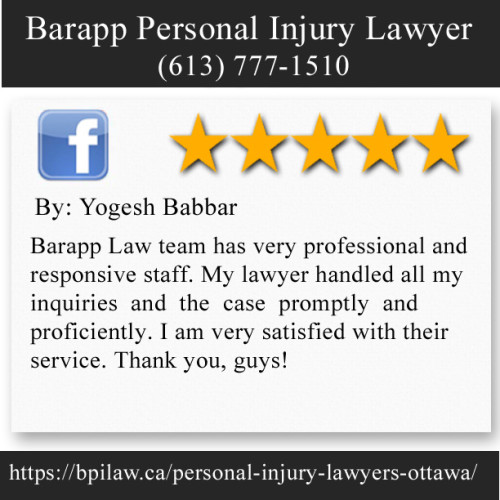 Barapp Personal Injury Lawyer
563 Gladstone Ave Suite 25B
Ottawa, Ontario, K1R 5P2
(613) 777-1510

https://bpilaw.ca/personal-injury-lawyers-ottawa/
