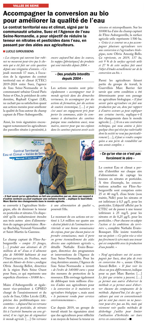 La Gazette des Yvelines 240321 GPSEO Accompagner la conversion au bio pour améliorer la qualité de l