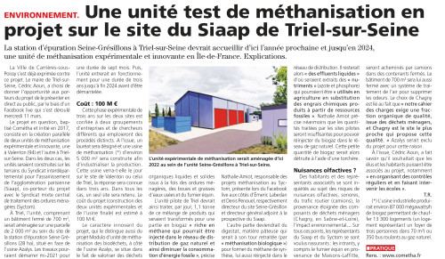 La Gazette en Yvelines Une unité test de méthanisation en projet sur le site du SIAAP