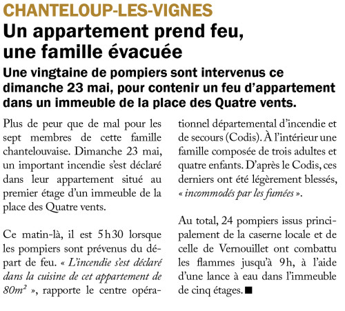 Gazette des Yvelines 260521 Un appartement prend feu, une famille évacuée