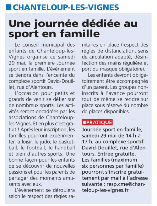 Le Courrier des Yvelines 260521 Une journée dédiée au sport en famille