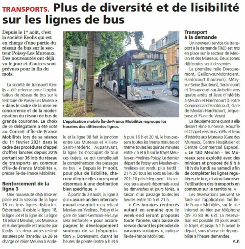 Courrier des Yvelines transports plus de diversité et de lisibilité sur les lignes de bus 010921 p2