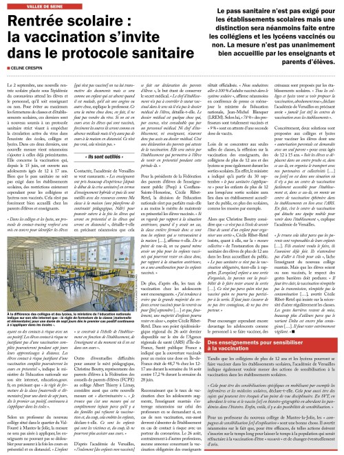 La Gazette des Yvelines Rentrée scolaire la vaccination s'invite dans le protocole sanitaire 0109