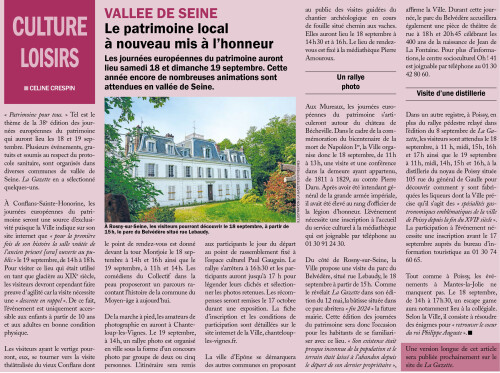 La Gazette des Yvelines Vallée de Seine Le patrimoine local à nouveau mis à l'honneur 150921
