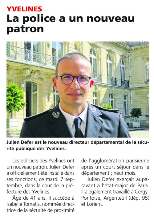 Le Courrier des Yvelines La Police a un nouveau patron 150921
