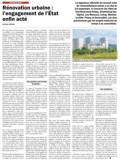 La Gazette des Yvelines 220921 Rénovation urbaine l'engagement de l'Etat enfin acté