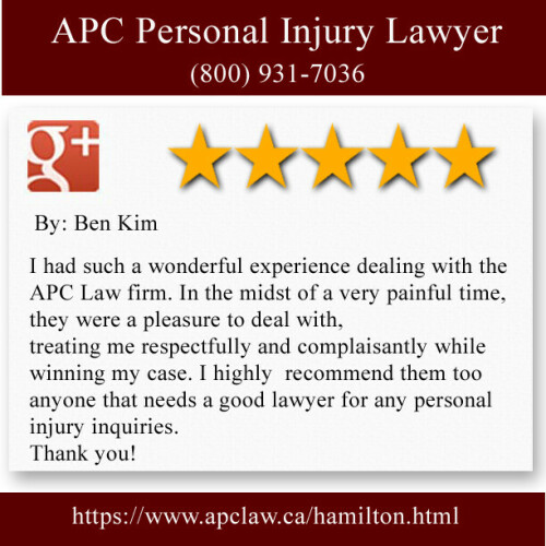 APC Personal Injury Lawyer
413 Whitney Ave Unit A
Hamilton, ON L8S 2H6
(800) 931-7036

https://apclaw.ca/hamilton.html