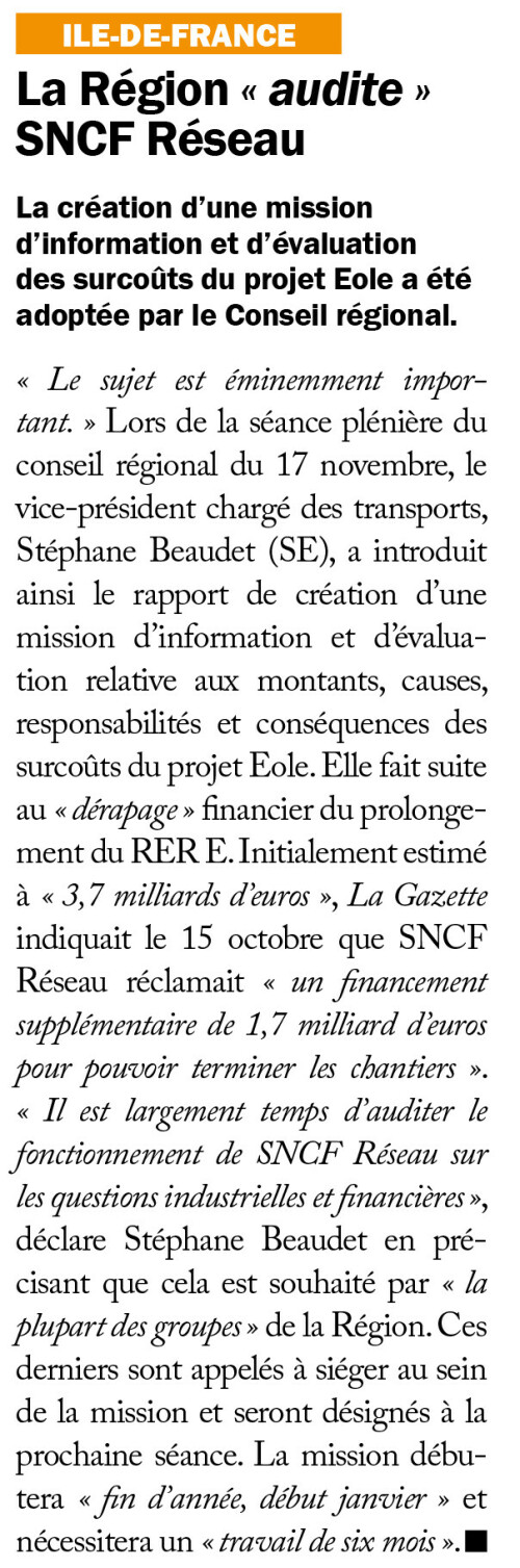 La Gazette des Yvelines La Région audite SNCF Réseau