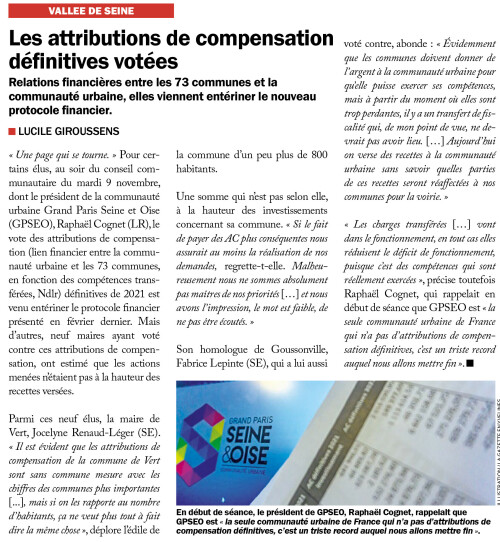 La Gazette des Yvelines Les attributions de compensation définitives votées