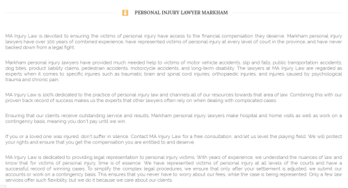 MA Personal Injury Lawyer
203B-3000 Highway 7
Markham, ON L3R 6E1
(289) 301-4844

https://mainjurylaw.ca/markham-personal-injury-law/