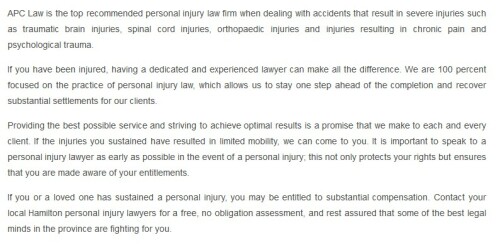 APC Personal Injury Lawyer
7 Charlotte St
Brantford ON N3T 5W7
(800) 317-6205

https://apclaw.ca/brantford.html