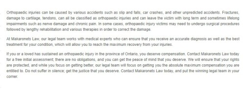 Makaronets Personal Injury Law
50 Dunlop St E 
Barrie, ON L4M 6J9
(705) 881-1512

https://makaronetslaw.ca/barrie-personal-injury-law.html