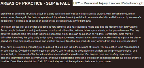 LPC - Personal Injury Lawyer Peterborough
459 George Street North
Peterborough, ON K9H 3R6
(705) 243-3685

https://lpclaw.ca/peterborough-personal-injury-lawyer/