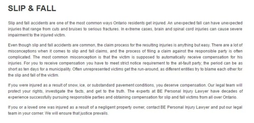 BE Personal Injury Lawyer
100 Consilium Pl #200
Scarborough, ON M1H 3E3
(416) 477-6844

https://beinjurylawyers.ca/scarborough-personal-injury-lawyer.html