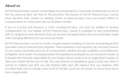 BLFON Personal Injury Lawyer
35 4th Street East #3
Collingwood, ON L9Y 1T2
(800) 258-4098

https://blfonlaw.ca/collingwood.html