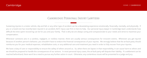 BLFC Injury Law
1001 Langs Dr Unit 4C
Cambridge, ON N1R 7K7
(226) 894-4876
https://blfclaw.ca/