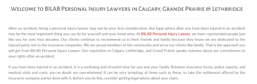 BILAB Personal Injury Lawyer
3916 64 Ave SE Office #213
Calgary, AB T2C 2B4
(587) 355-3013

https://injurylawyerab.ca/calgary/