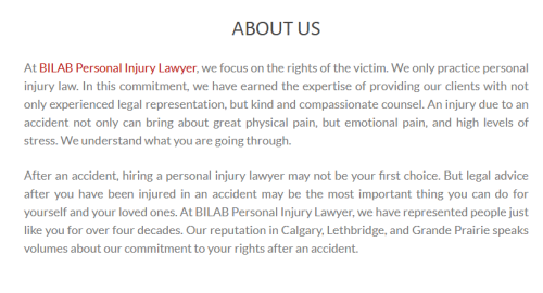 BILAB Personal Injury Lawyer
316-9804 100 Ave
Grande Prairie, AB T8V 0T8
(587) 818-6370

https://injurylawyerab.ca/grande-prairie/