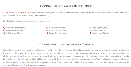 BILAB Personal Injury Lawyer
105 8 St S Unit B
Lethbridge, AB T1J 2J4
(587) 813-0567

https://injurylawyerab.ca/lethbridge/