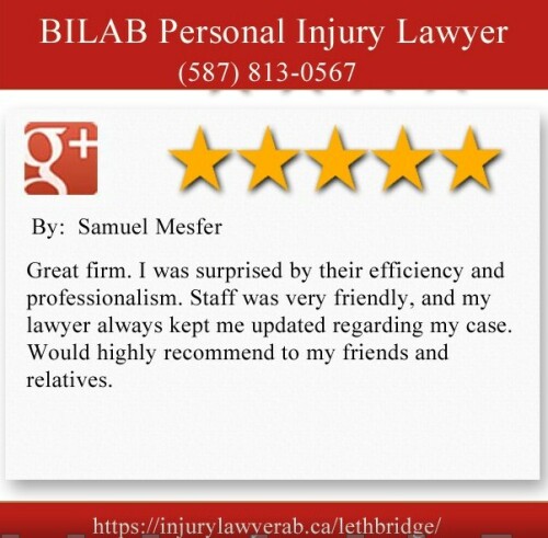 BILAB Personal Injury Lawyer
105 8 St S Unit B
Lethbridge, AB T1J 2J4
(587) 813-0567

https://injurylawyerab.ca/lethbridge/